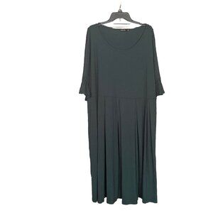 Women's Kojooin Dress Size 5XL Green Long Sleeve Pockets NWT